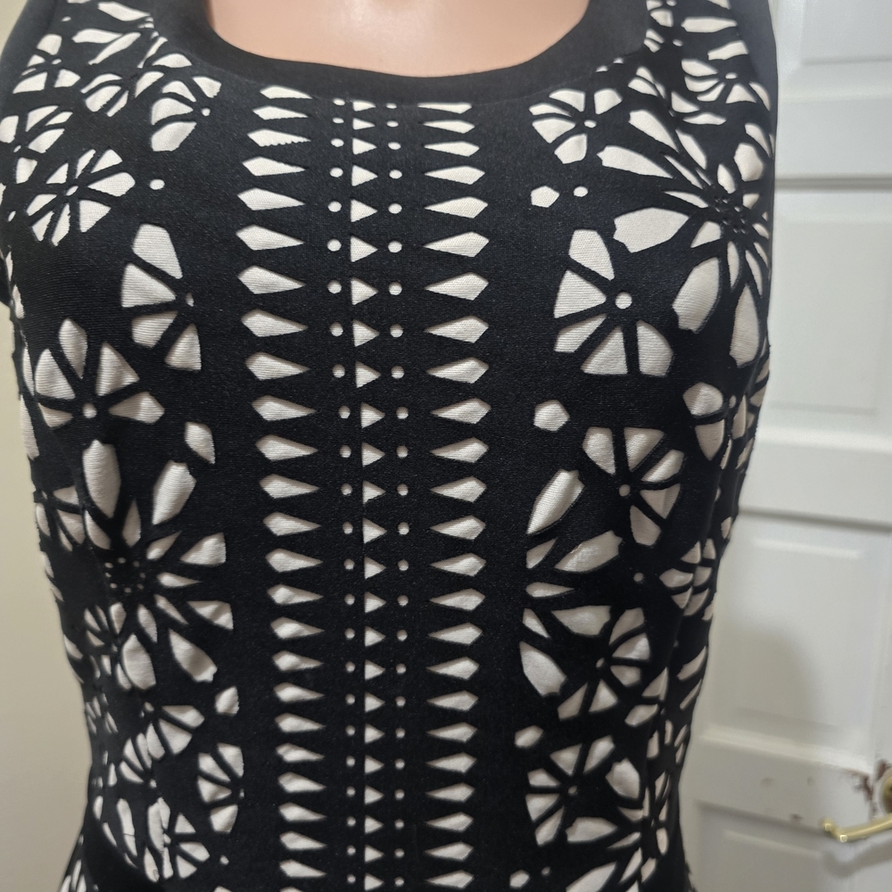Rimini Black Floral Cutout Midi Sheath Dress - Picture 3 of 6